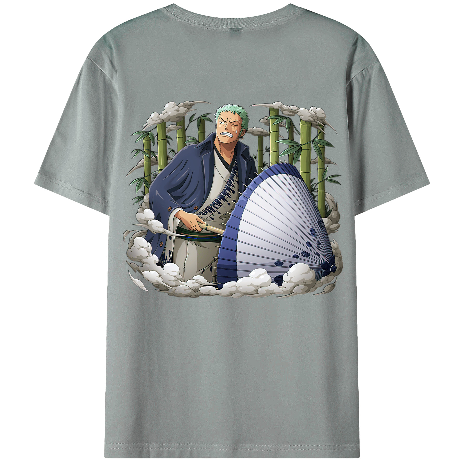 ワンピース ロロノア・ゾロ ONE PIECE Roronoa Zoro 綿100％ メンズ半袖Tシャツ（バックプリント） 通気性